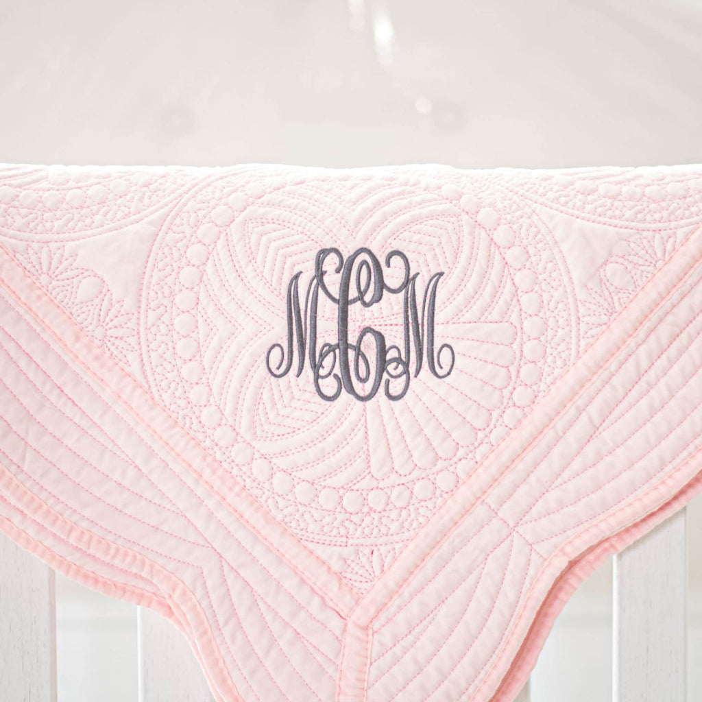 Personalized Baby Quilt, Monogram Baby Quilts, Baby Girl Quilt, Personalized Baby Gifts for Girls, Monogrammed Baby Blanket / Quilt Pink