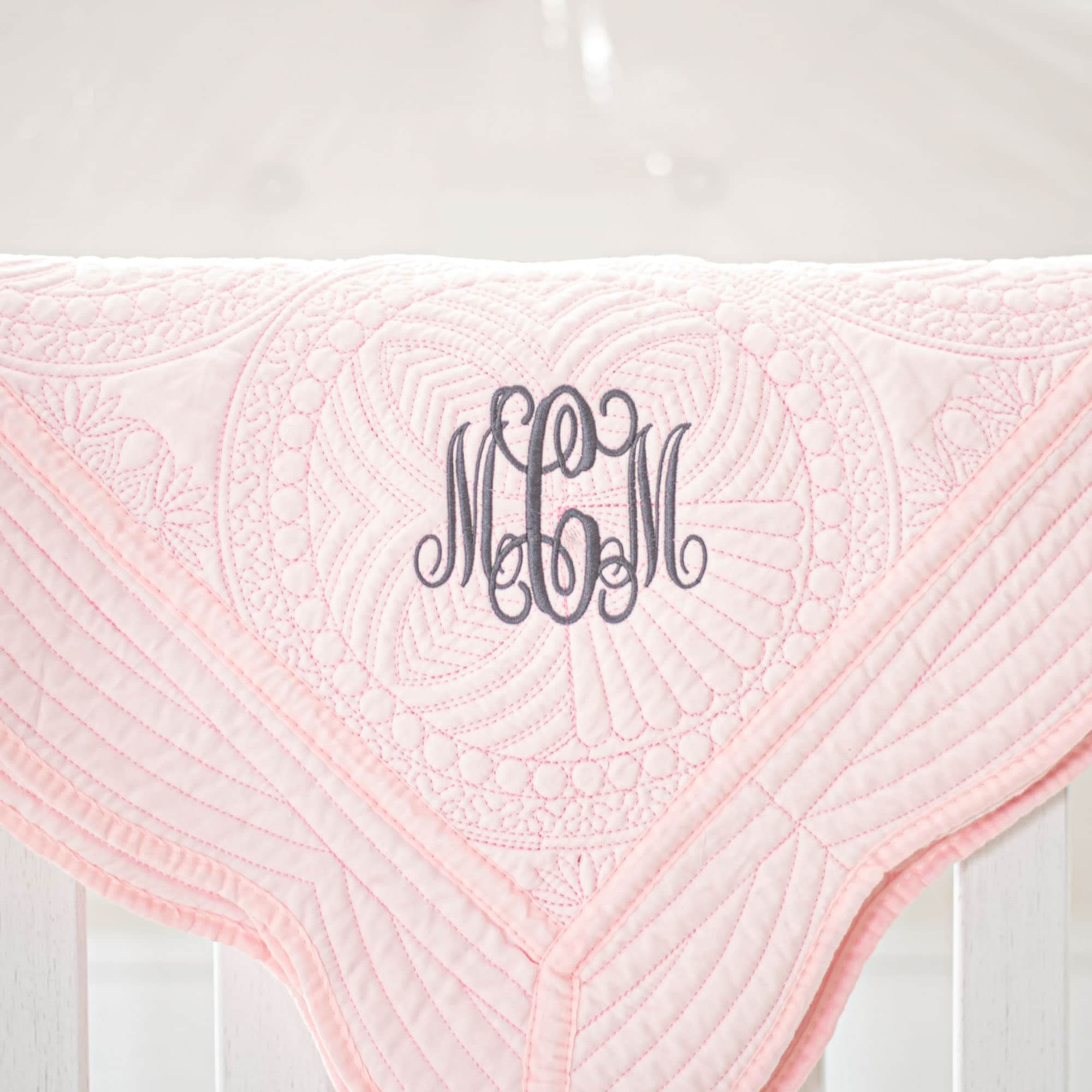 Personalized Baby Quilt, Monogram Baby Quilts, Baby Girl Quilt, Personalized Baby Gifts for Girls, Monogrammed Baby Blanket / Quilt Pink