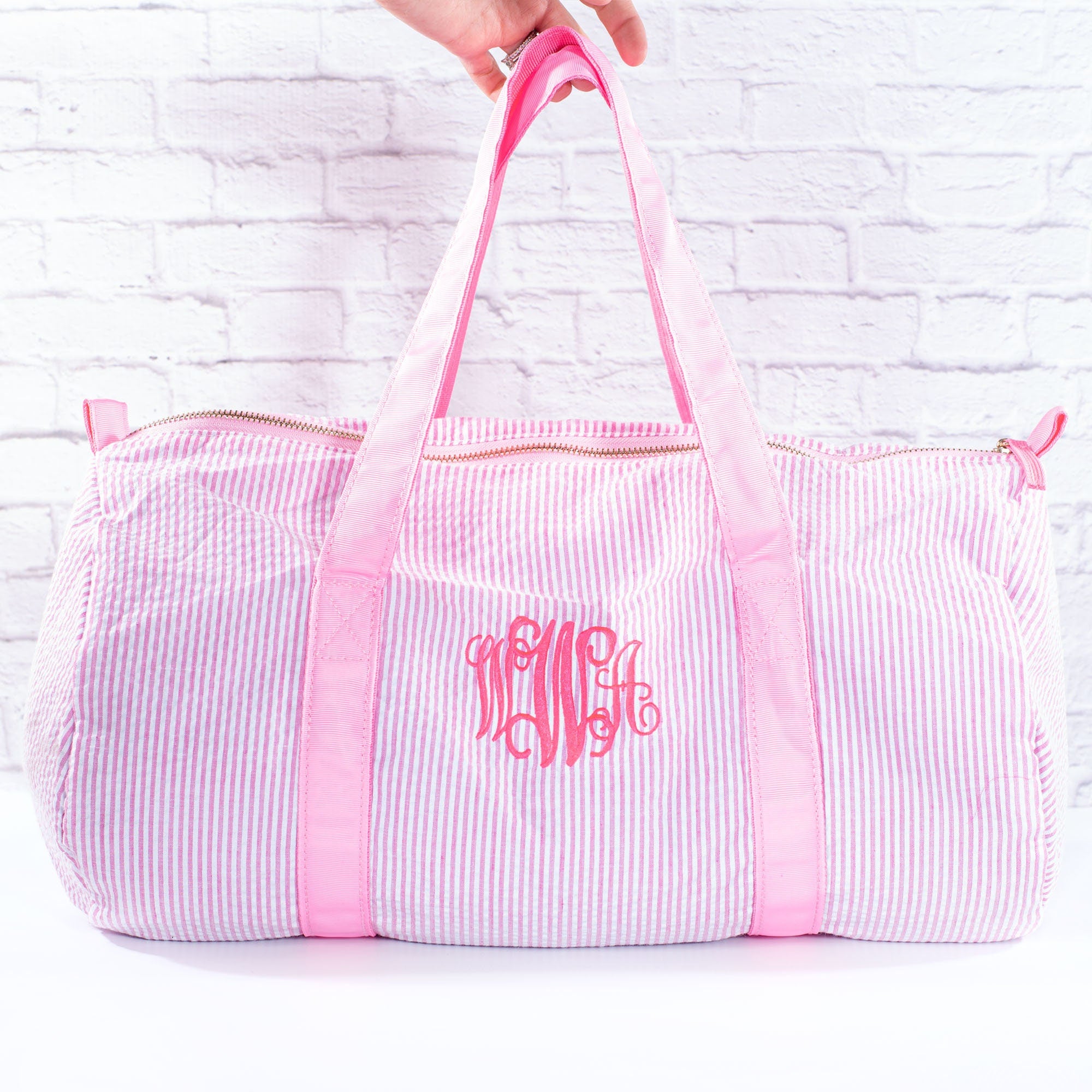 Personalized Baby Duffle Bag, Monogram Seersucker Baby Bag, Monogrammed Baby Gifts for Boys, Kids Duffel Bag, Monogram Baby Travel Bag