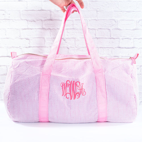 Personalized Baby Duffle Bag, Monogram Seersucker Baby Bag, Monogrammed Baby Gifts for Boys, Kids Duffel Bag, Monogram Baby Travel Bag