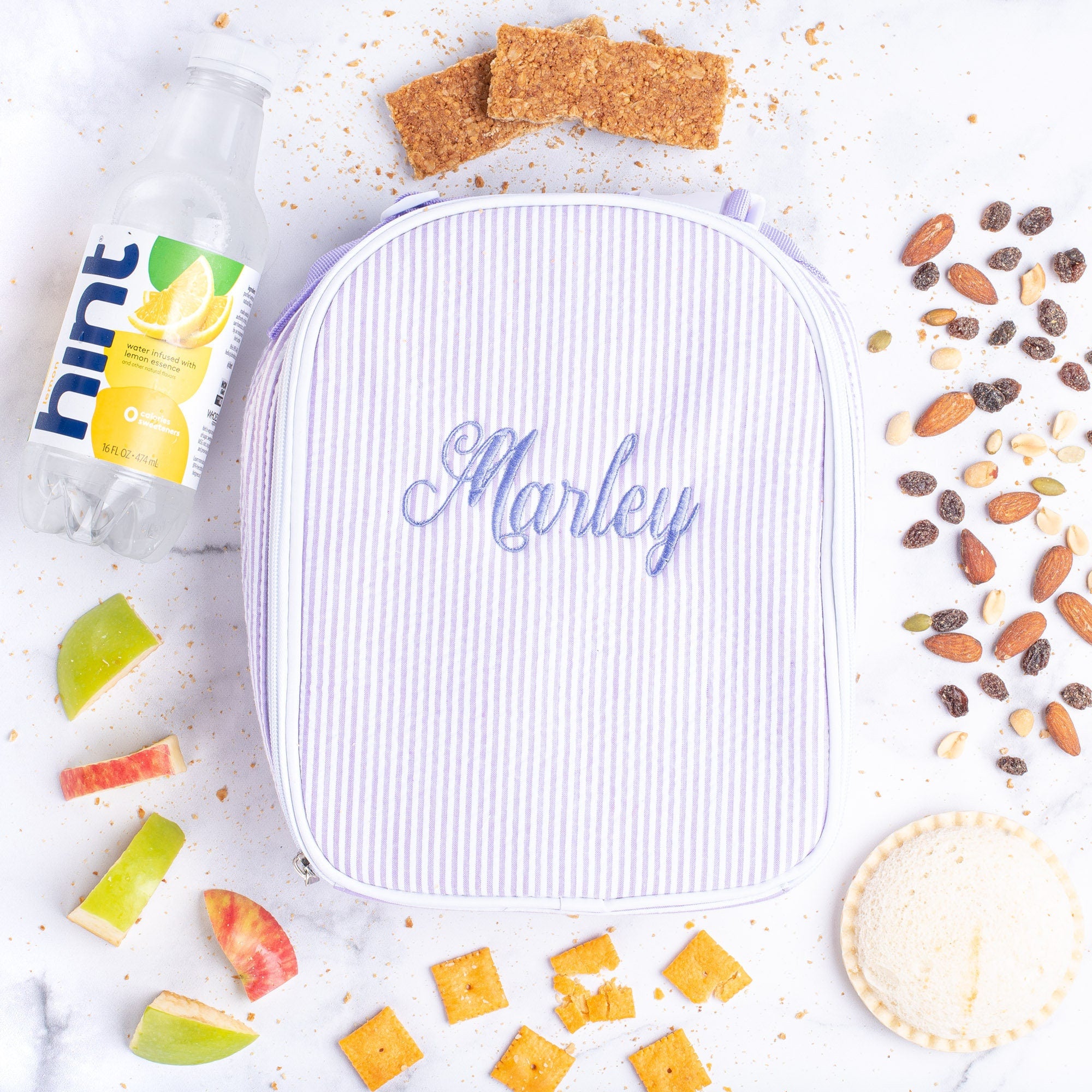 Personalized Seersucker Lunch Bag, Monogrammed Insulated Kids Lunch Box