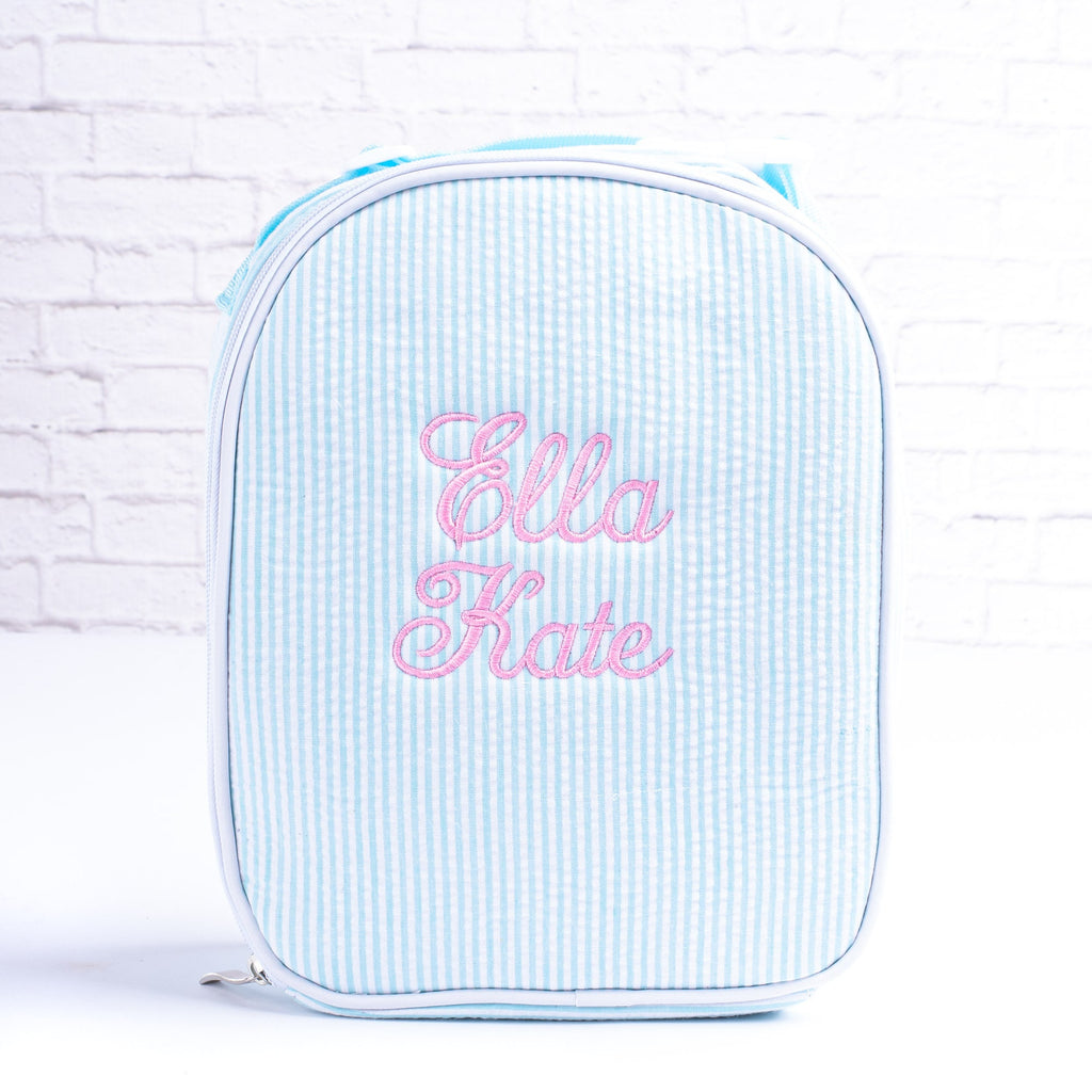 Personalized Lunch Bags for Kids, Insulated Lunch Bag, Seersucker Lunch Bag, Monogrammed Kids Lunch Bag, Lunch Box, Lunch Bag for Women