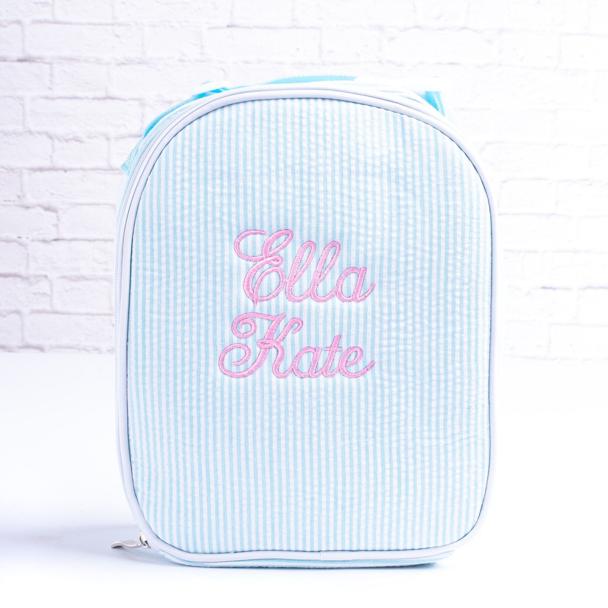 Personalized Lunch Bags for Kids, Insulated Lunch Bag, Seersucker Lunch Bag, Monogrammed Kids Lunch Bag, Lunch Box, Lunch Bag for Women