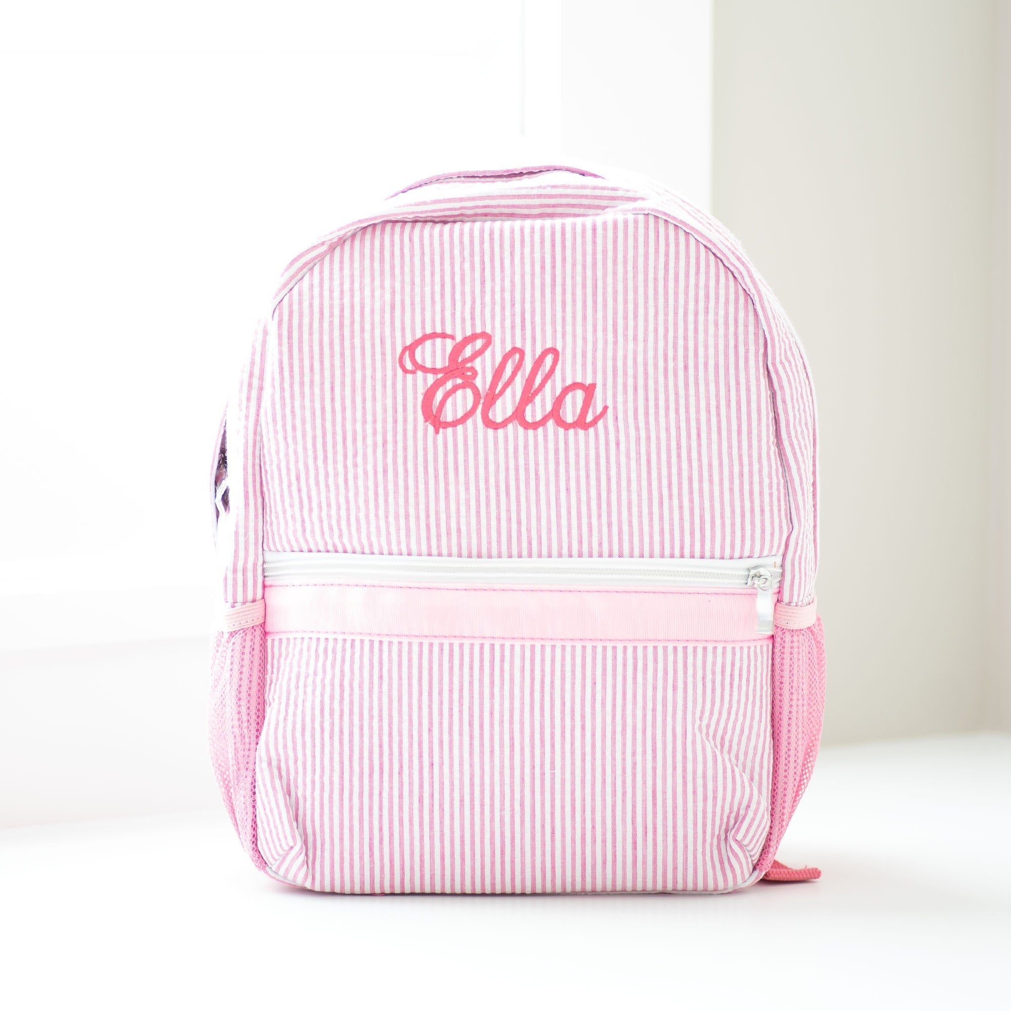 Personalized Baby Backpacks, Monogrammed Toddler Backpacks, Seersucker Backpack, Preschool Book Bag, Personalized Baby Girl Gifts