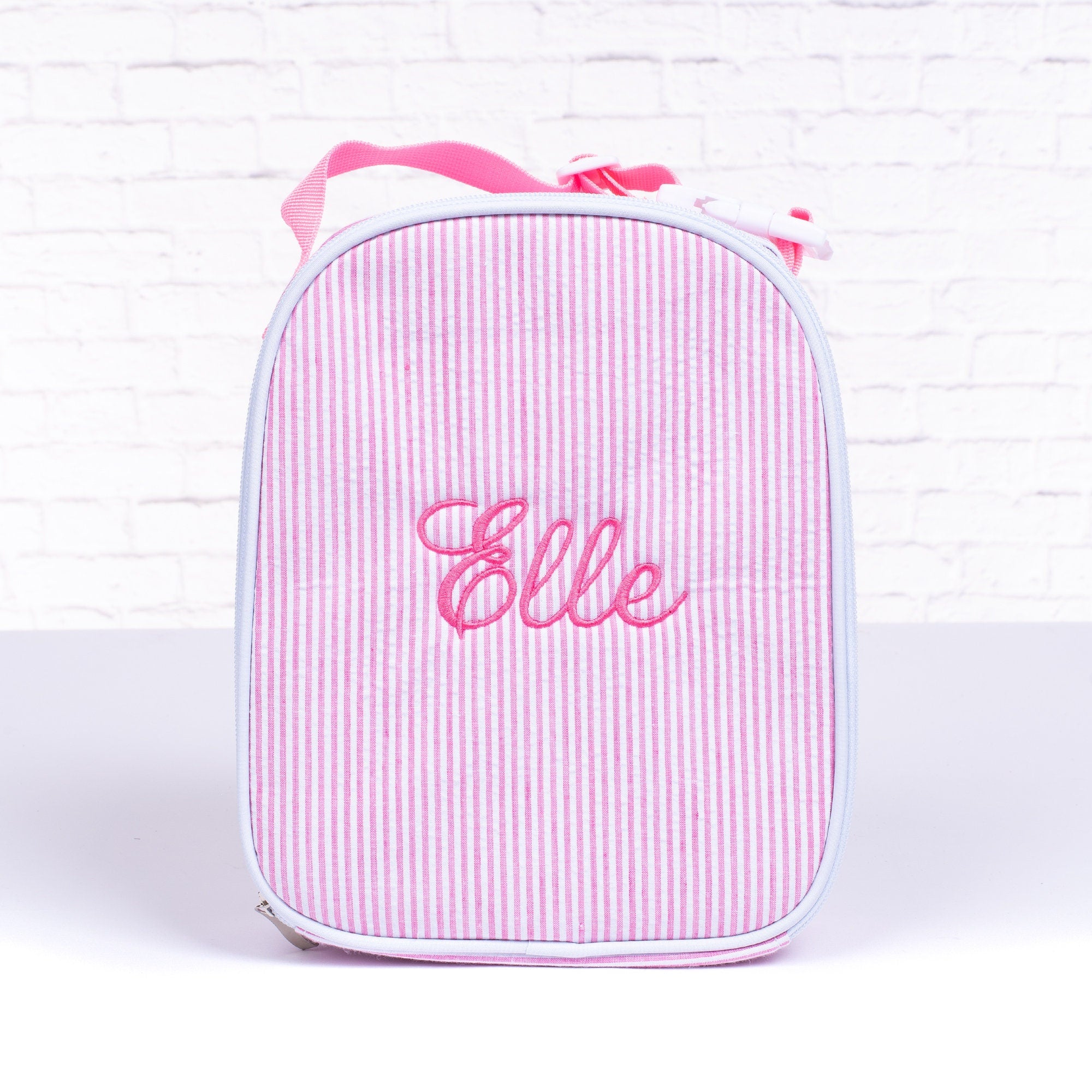 Personalized Lunch Bags for Kids, Insulated Lunch Bag, Seersucker Lunch Bag, Monogrammed Kids Lunch Bag, Lunch Box, Lunch Bag for Women