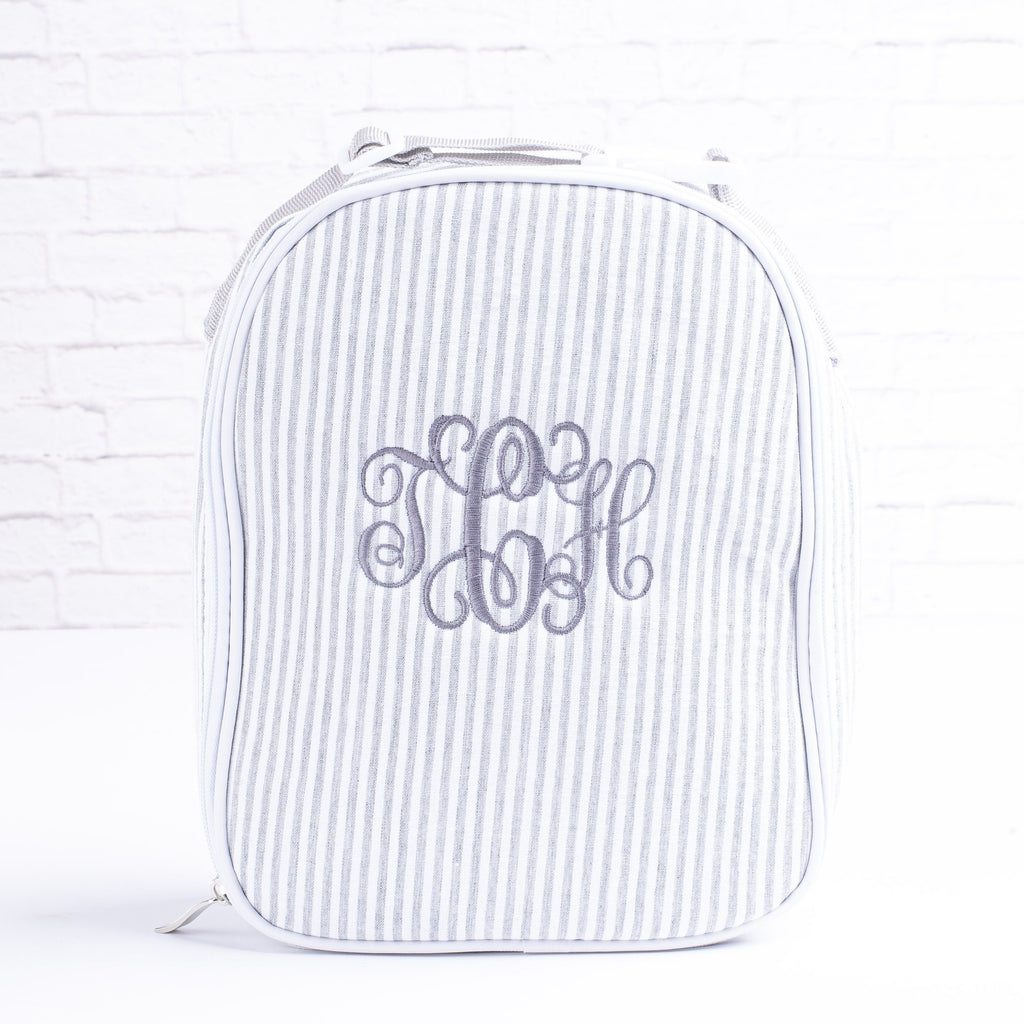 Personalized Seersucker Lunch Bag, Insulated Monogrammed Kids Lunch Box