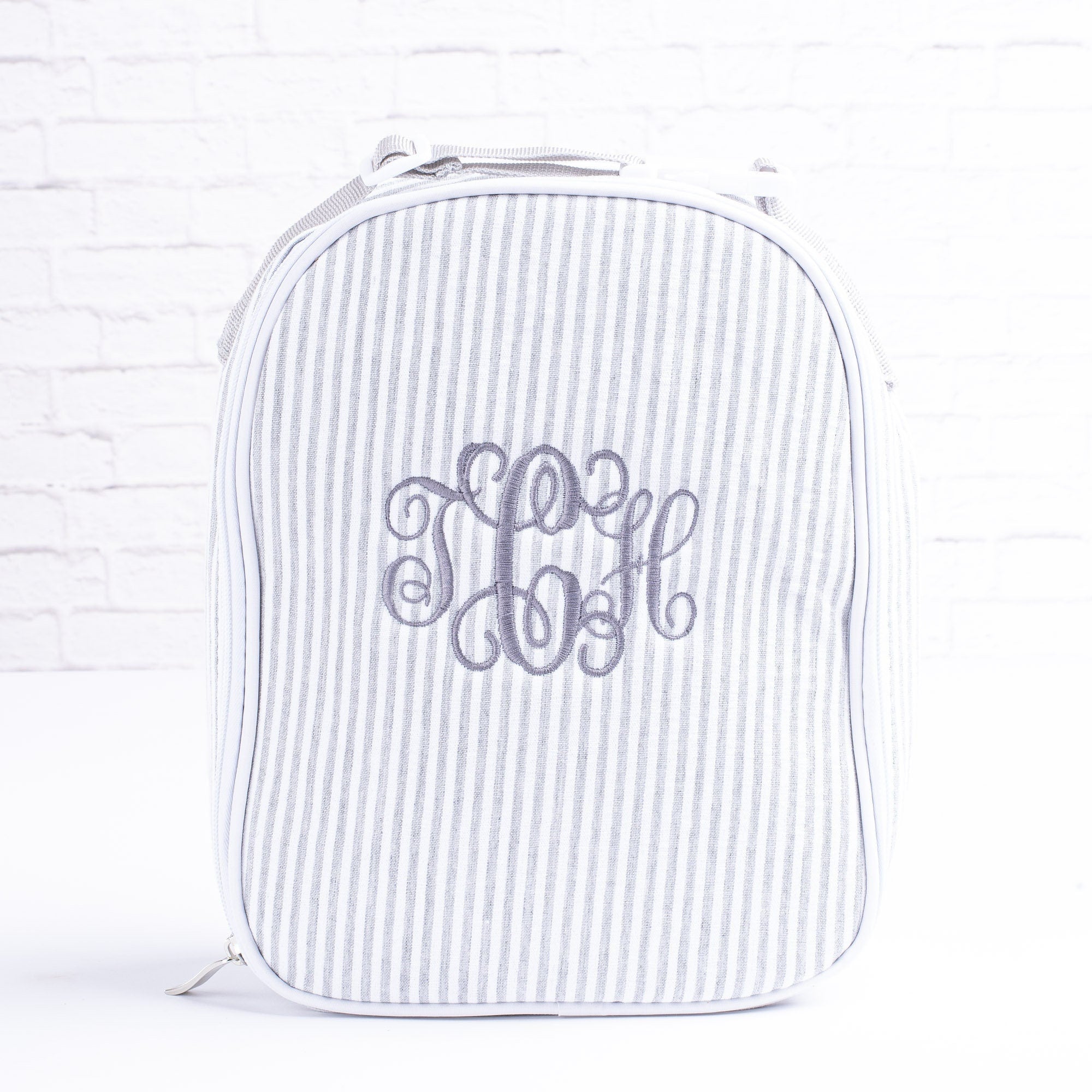 Personalized Seersucker Lunch Bag, Insulated Monogrammed Kids Lunch Box