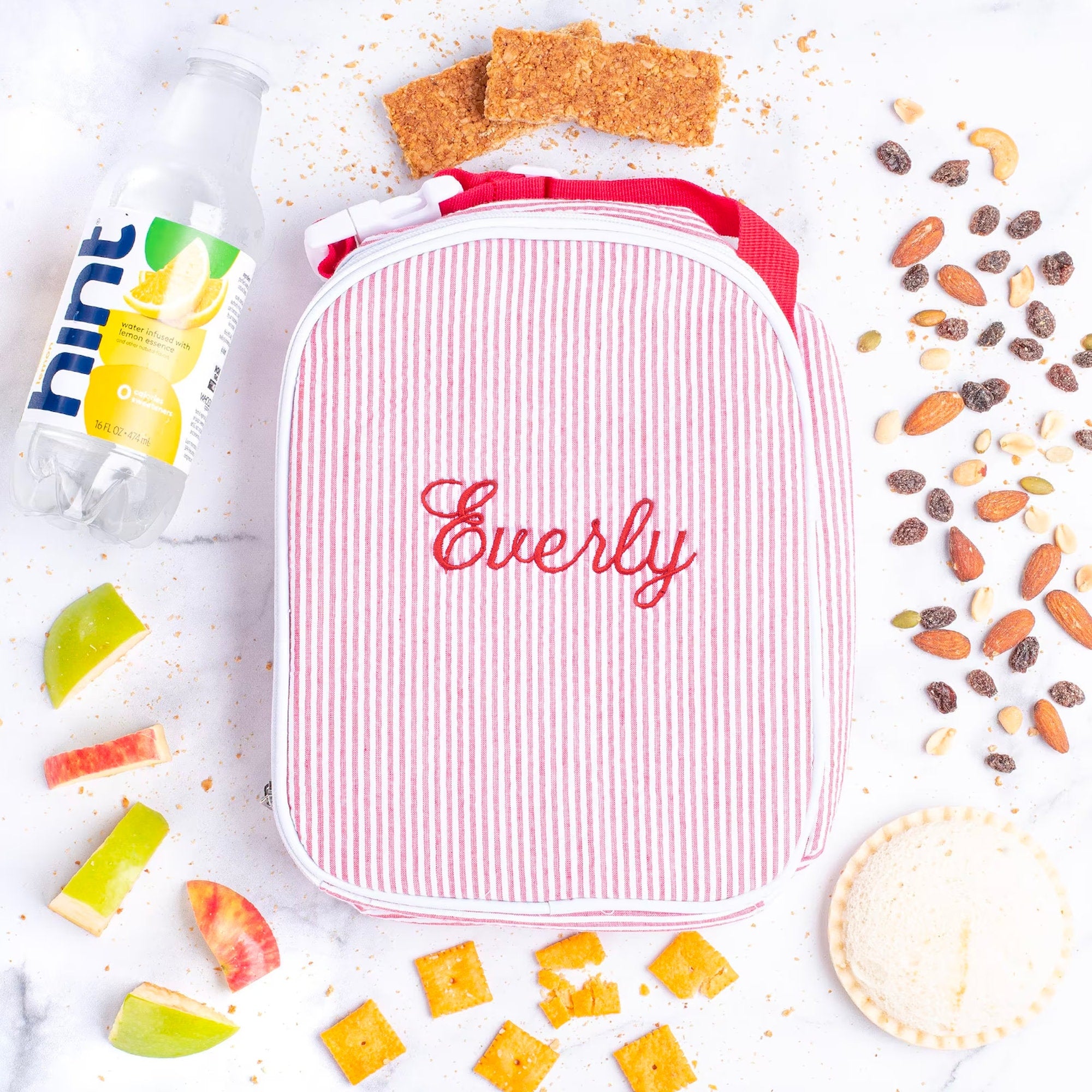 Personalized Seersucker Insulated Lunch Bag, Monogrammed Kids Lunchbox