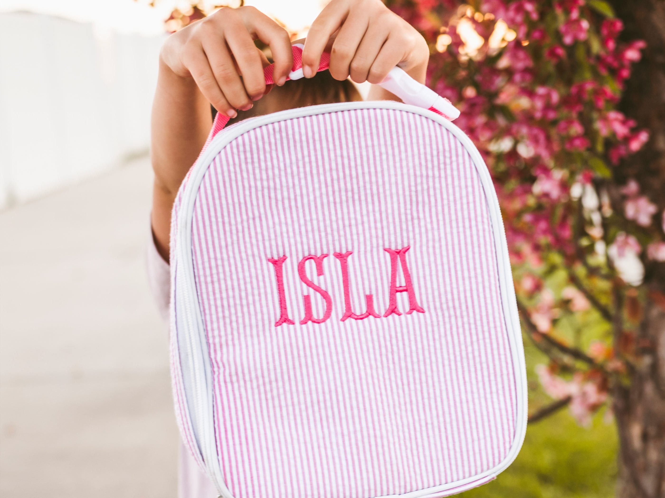 Personalized Lunch Bags for Kids, Insulated Lunch Bag, Seersucker Lunch Bag, Monogrammed Kids Lunch Bag, Lunch Box, Lunch Bag for Women