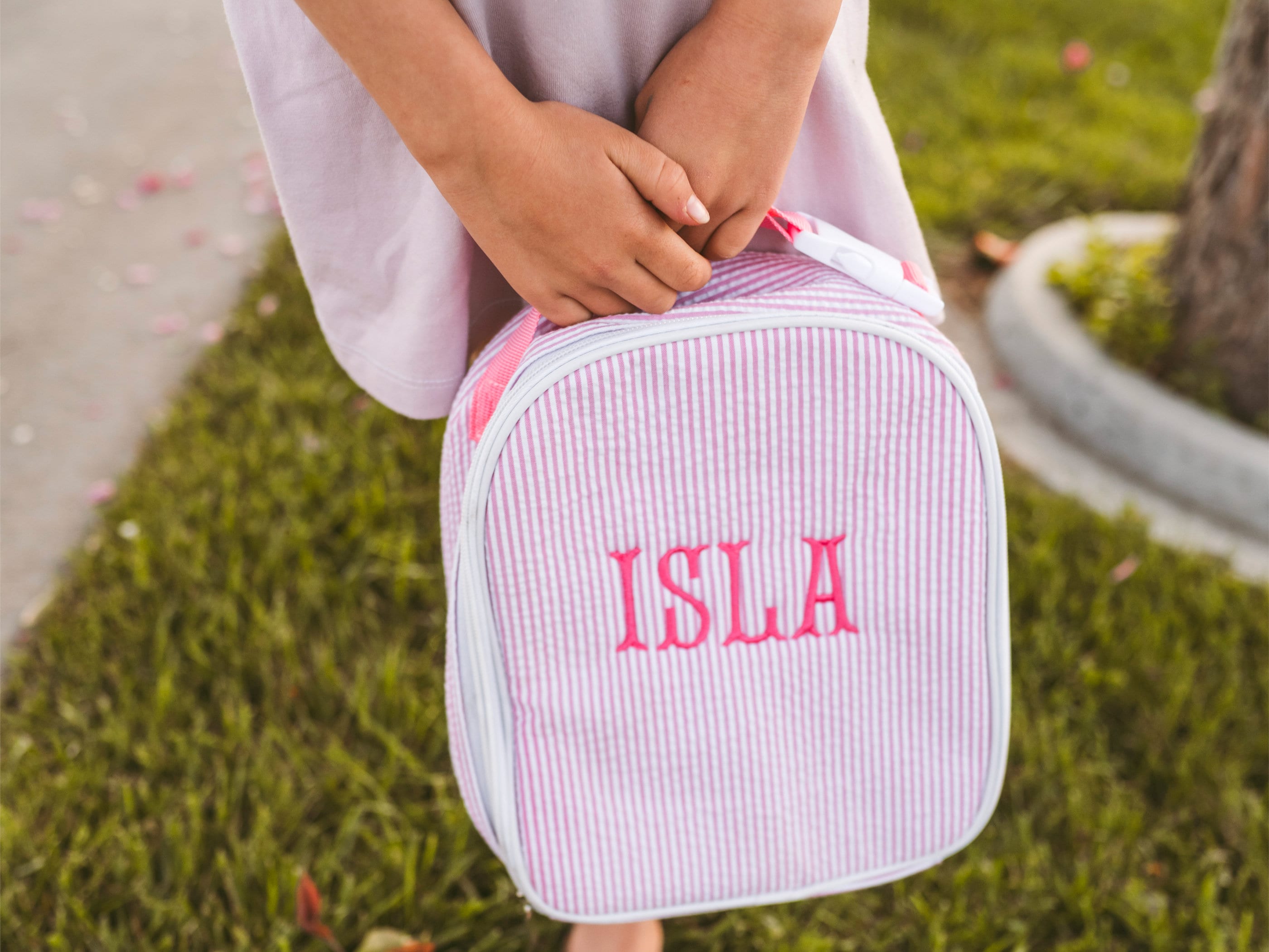 Personalized Lunch Bags for Kids, Insulated Lunch Bag, Seersucker Lunch Bag, Monogrammed Kids Lunch Bag, Lunch Box, Lunch Bag for Women