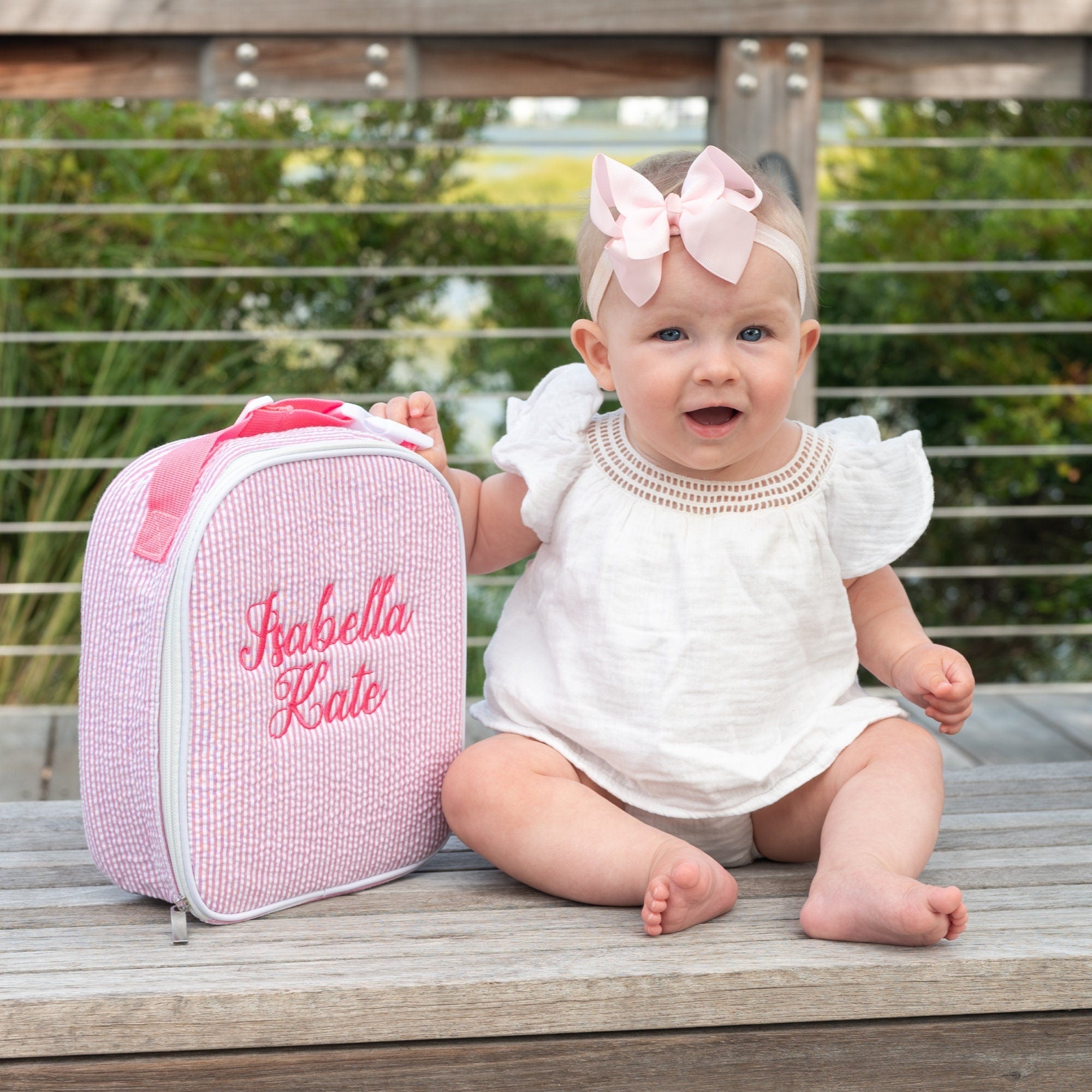 Personalized Lunch Bags for Kids, Insulated Lunch Bag, Seersucker Lunch Bag, Monogrammed Kids Lunch Bag, Lunch Box, Lunch Bag for Girls