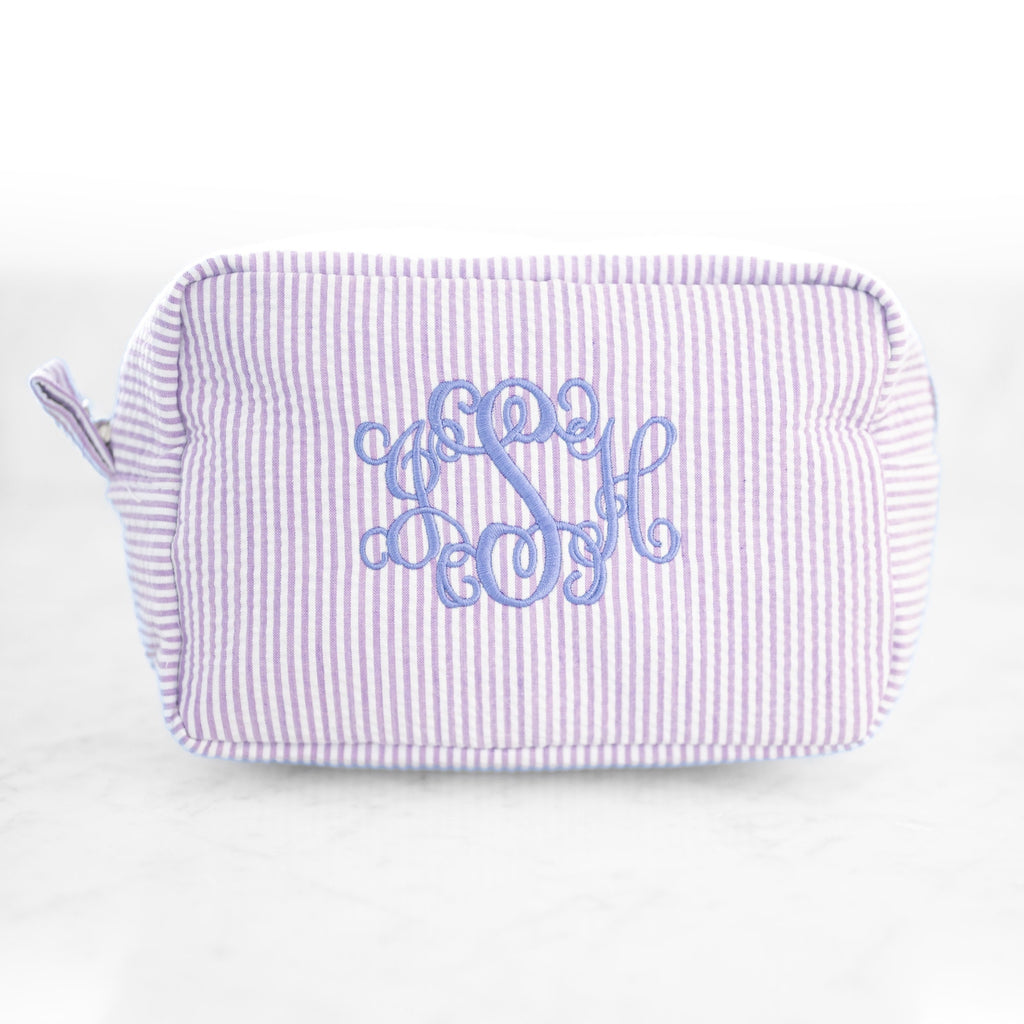 Personalized Cosmetic Bag, Seersucker Toiletry Bag, Custom Makeup Bag, Makeup Organizer, Personalized Makeup Bag, Custom Pencil Case
