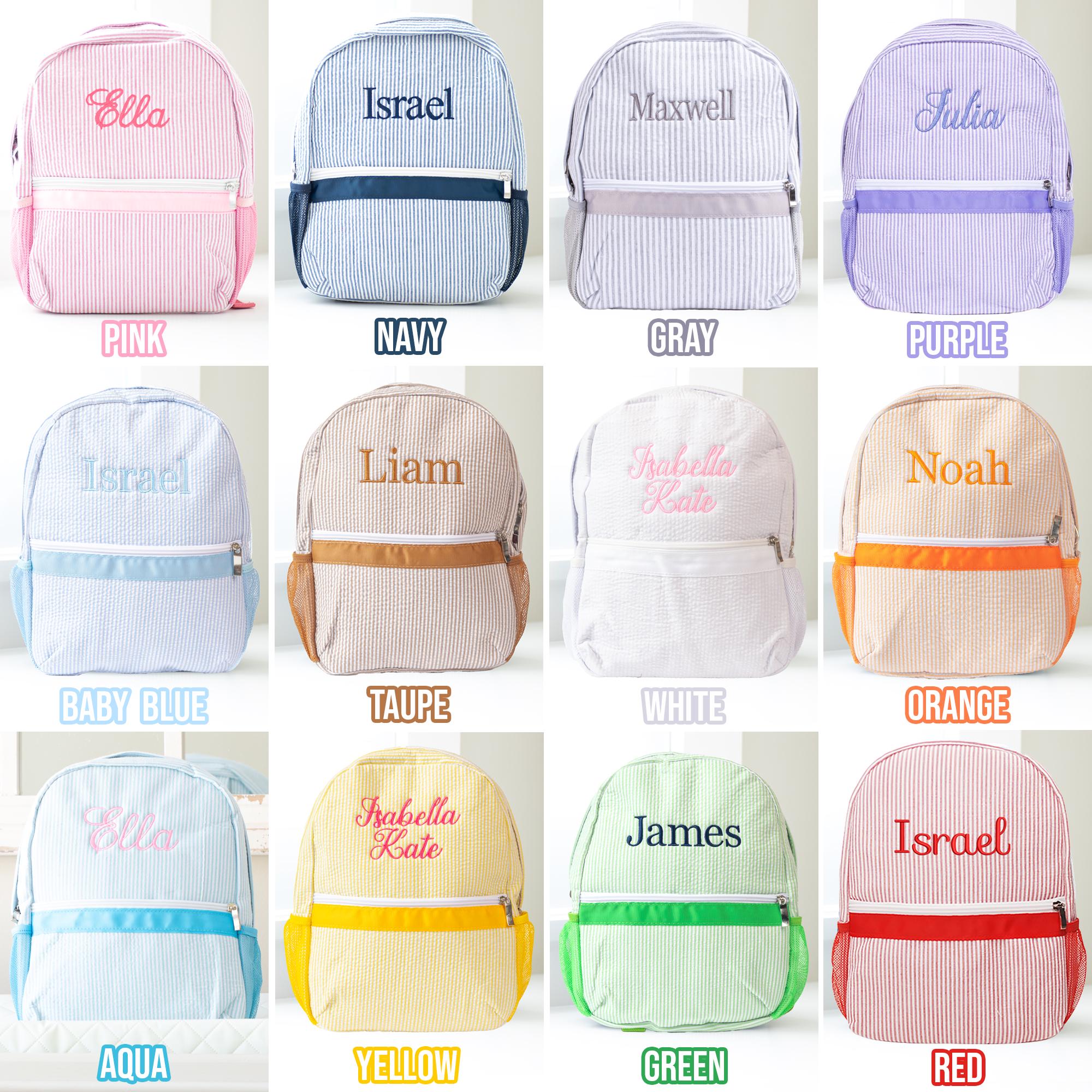 Personalized Baby Backpacks, Monogrammed Toddler Backpacks, Seersucker Backpack, Preschool Book Bag, Personalized Baby Girl Gifts