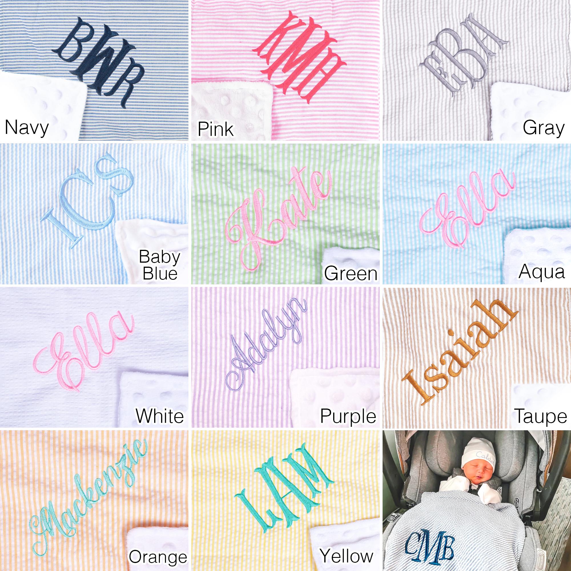 Personalized Baby Blankets, Monogrammed Seersucker Baby Blanket, Custom Baby Blanket, Personalized Baby Gifts, Baby Boy/Girl